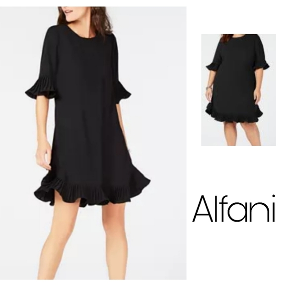 alfani pleated flounce dress